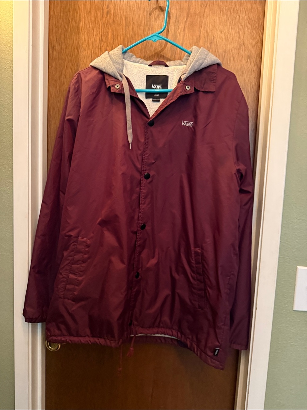 Vans Men's Maroon Hooded Windbreaker Jacket